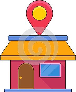 Illustrative image of the location icon, the shop address has been recorded on the GPS map photo