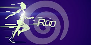 Illustrative image of zebra running woman and run text
