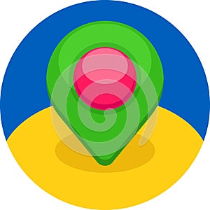 Illustrative images of location icons, road map application icons