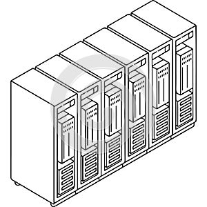 Illustrative representation of a server rack containing multiple network storage units