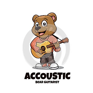 Illustrative and Stylish Bear Accoustic Cartoon Logo