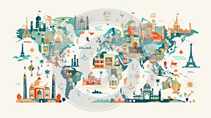 Illustrative World Map Highlighting Predominant Religions