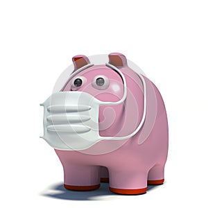 Illustraton of a pig in an air mask