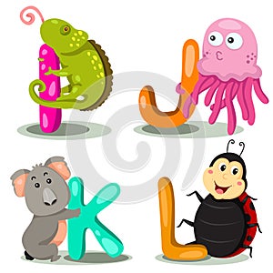 Illustrator alphabet animal LETTER - i,j,k,l