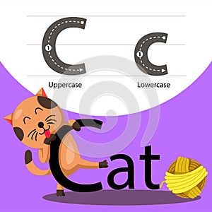 Illustrator of cat with c font photo