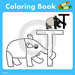 Illustrator of color book with tapir animal