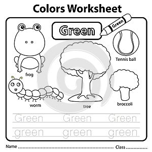 Illustrator of color worksheet green