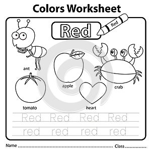 Illustrator of color worksheet red