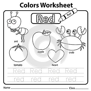 Illustrator of color worksheet red photo