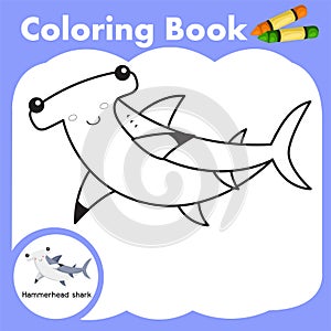 Illustrator of coloring book Hammerhead shark