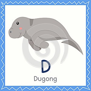 Illustrator of D for Dugong animal for education