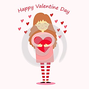 Illustrator of happy valentine day girl