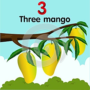 Illustrator of number three with mango