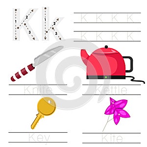 Illustrator of Worksheet for children k font