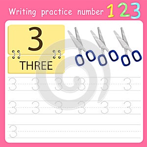 Illustrator Write practice number 3 photo