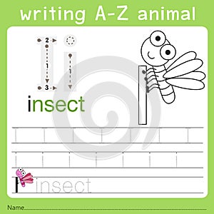 Illustrator of writing a-z animal i photo