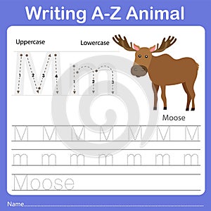 Illustrator of writing a - z animal m moose