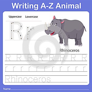 Illustrator of writing a - z animal r rhinoceros