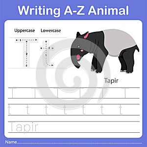Illustrator of writing a - z animal t tapir