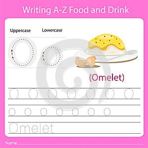 Illustrator of writing a - z food and drink O omelet