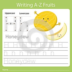 Illustrator of writing a - z fruit h honeydew