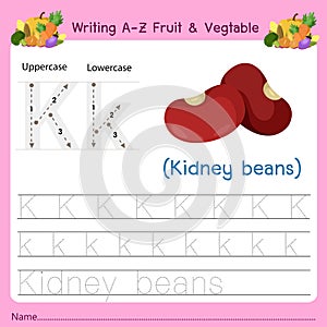 Illustrator of writing a-z Fruit & Vegtable K