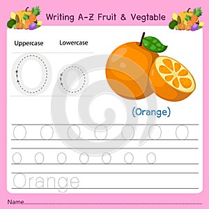 Illustrator of writing a-z Fruit & Vegtable O