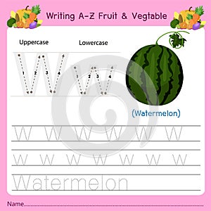 Illustrator of writing a-z Fruit & Vegtable W