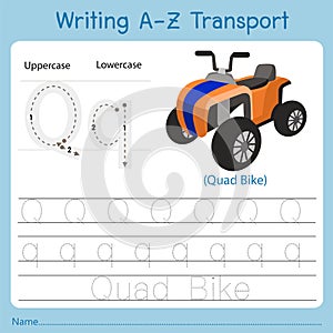 Illustrator of writing a-z transport Q