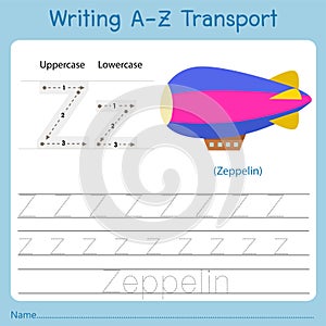 Illustrator of writing a-z transport Z