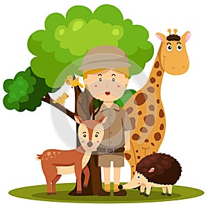 Illustrator of zoo keeper man