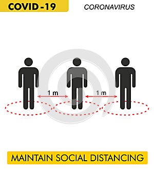 Illustrazione di mantenere la distanza sociale per corona virus photo