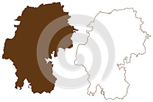 Ilm-Kreis district Federal Republic of Germany, rural district, Free State of Thuringia map vector illustration, scribble sketch