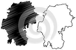 Ilm-Kreis district Federal Republic of Germany, rural district, Free State of Thuringia map vector illustration, scribble sketch