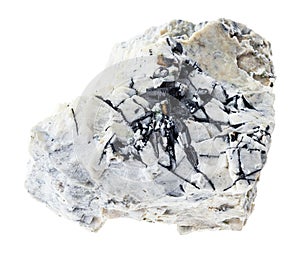 ilmenite (manaccanite) in raw rock on white photo