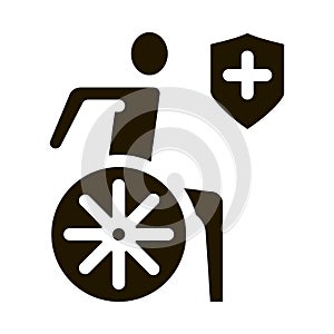 ilness human on wheelchair icon Vector Glyph Illustration photo