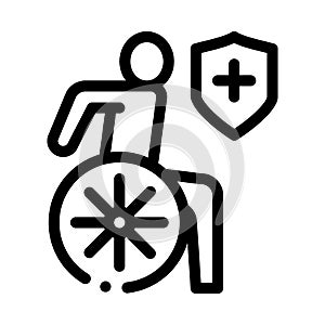 Ilness human on wheelchair icon vector outline illustration