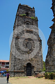 San Agustin Church of Paoay bell tower facade in Ilocos Norte, Philippines