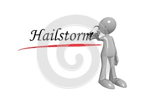 Hailstorm word with man photo