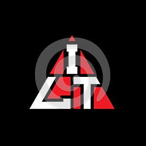 ILT triangle letter logo design with triangle shape. ILT triangle logo design monogram. ILT triangle vector logo template with red