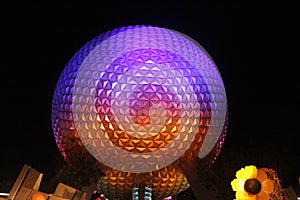 Iluminated ball similar to a golf ball at night photo