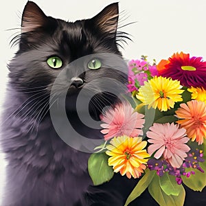 IlustraÃ§Ã£o gato preto, lindo, olhos verdes. photo