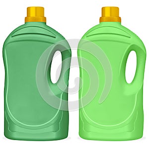 Ilustración de botellas de plástico para detergente de ropa.