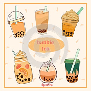 ilustrasi minuman bubble tea yang menyegarkan