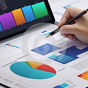 ilustration Business growth concept show marketing graph analyzing chart 12