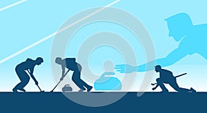 Ilustration of curling sport players playing together best for your digital graphic and print