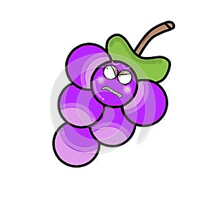 Ilustration of cute cartoon grapes that have anggry face