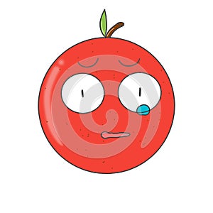 Ilustration of cute cartoon of tomato that have sad face