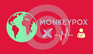 An ilustration of earth with phrase MONKEYPOX. Health and medical concept photo