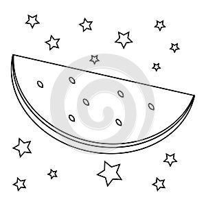 Ilustration vector graphic of watermelon line art style